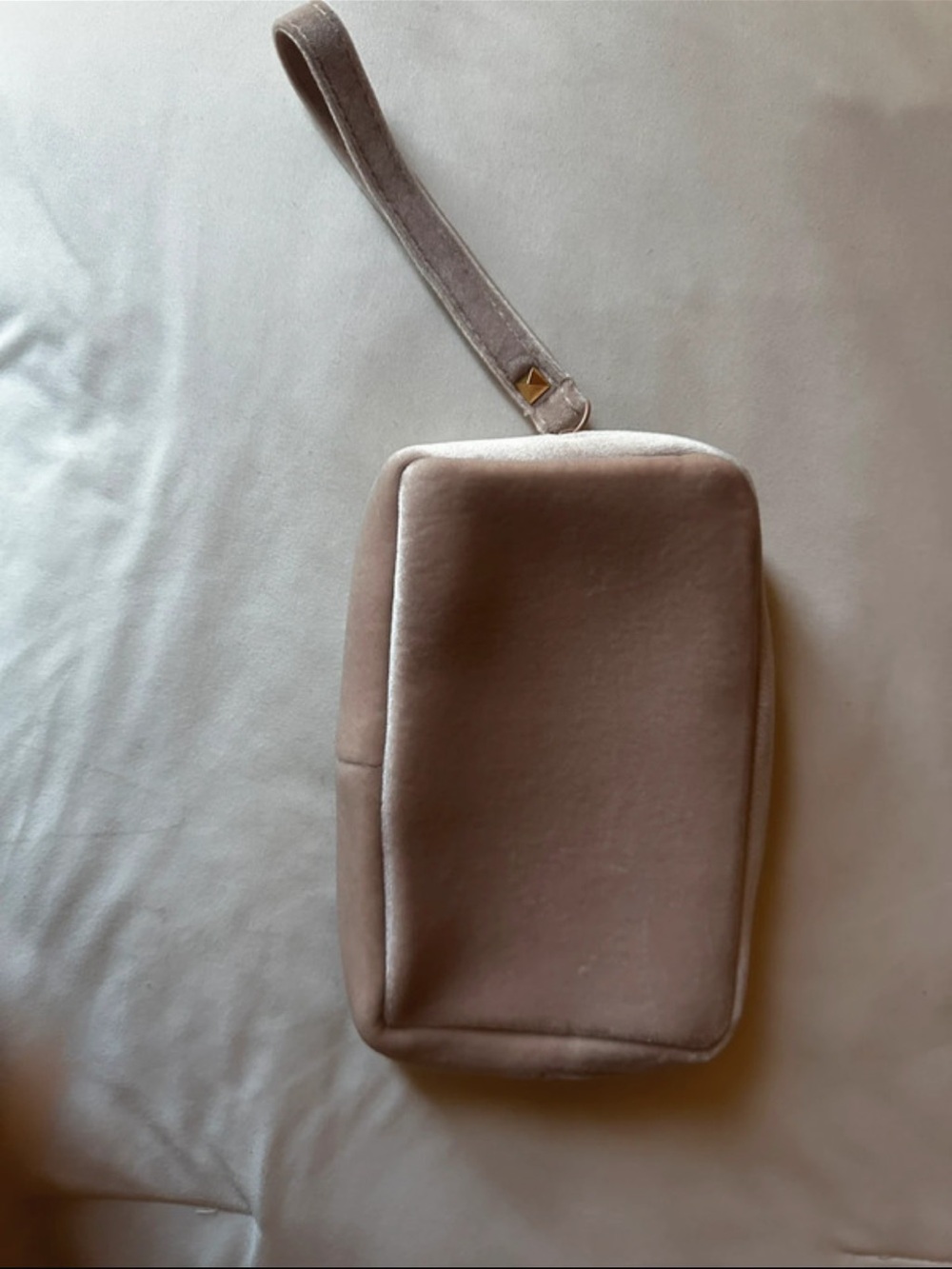 Valentino Embossed Velvet Wristlet Clutch or Cosmetic bag in Taupe - Picture 2 of 3